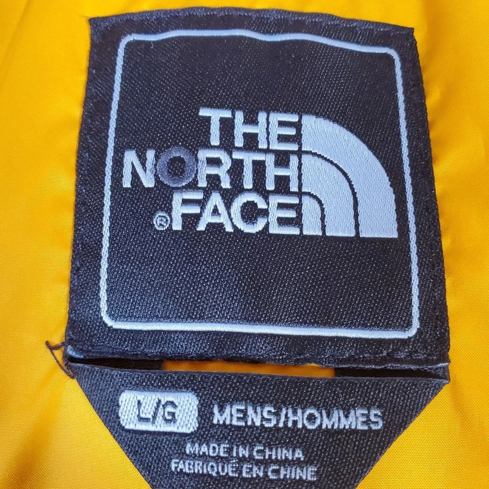 The North Face Puffer Jacket Men L Yellow Nuptse Down Outdoor Ski Gorpcore *READ
